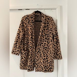 Leopard print sweater blazer